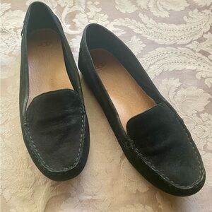 UGG Black Suede Women's Loafers Flats